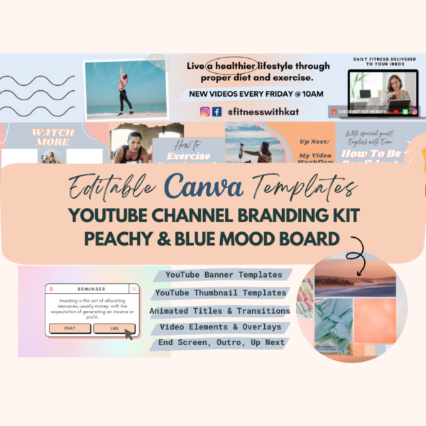 YouTube Channel Branding Kit - Peachy & Blue